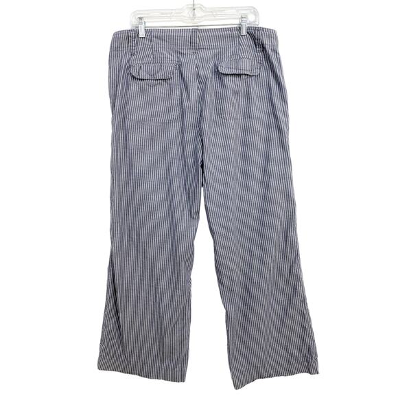 Gap Stripe Pants Womens Size 12 Gray Hip Slung Fit Flared Leg Slash Pockets - Picture 3 of 12